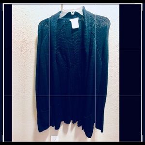 Navy blue knit cardigan sweater